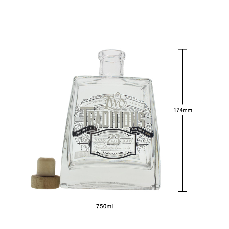750ml Glass Bottle Custom Glass Bottle with Cork