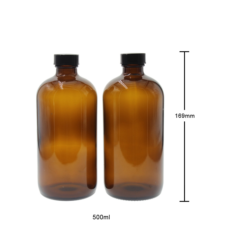 500ml Amber Glass Bottle for Spirits Round Glass Bottle