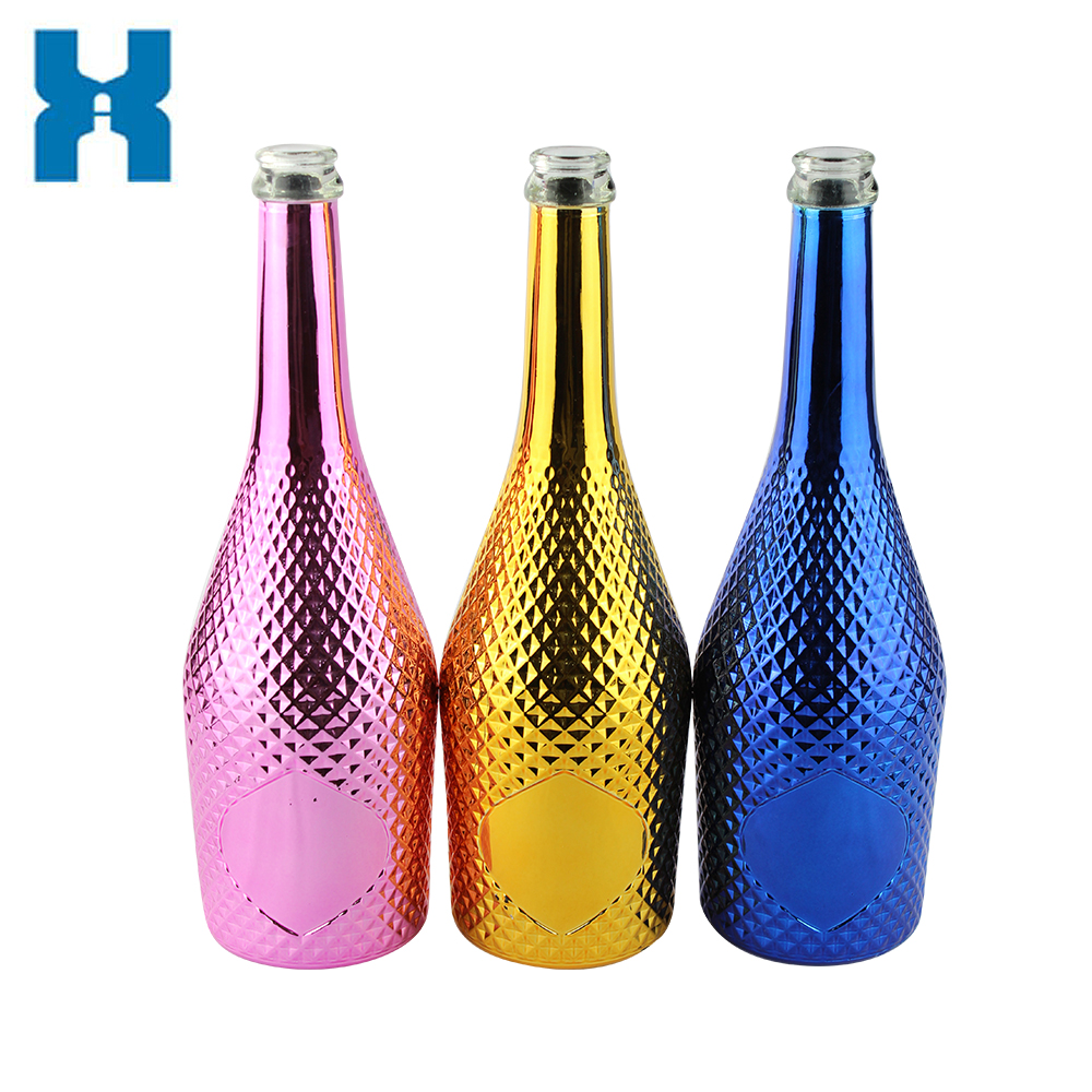 Yellow Blue Pink 750ml Champagne Glass Bottle